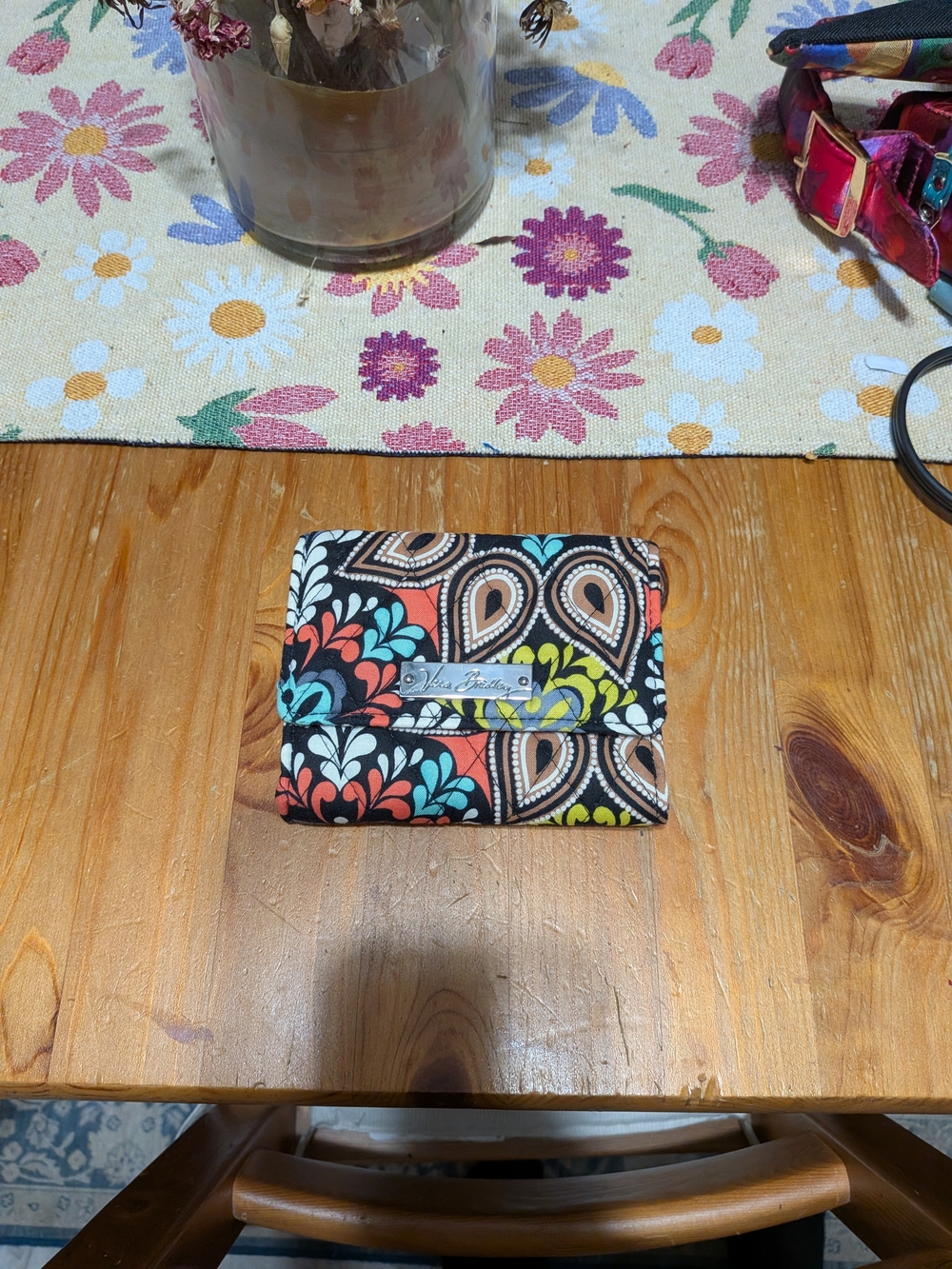 Vera Bradley Black Multicolor Paisley Compact Wallet